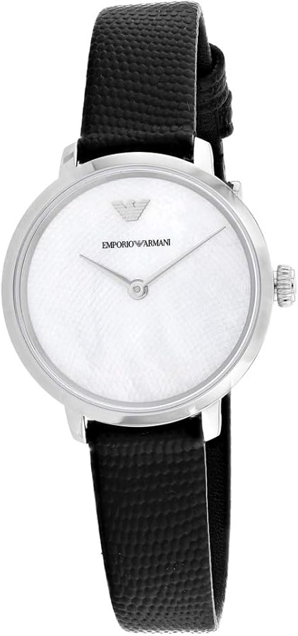 Emporio Armani Modern White Dial Black Leather Strap Watch For Women - AR11159 - Image 2